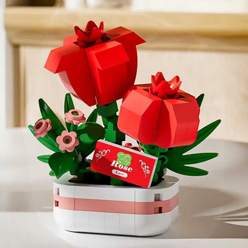 Bausteine-Set Blumen mit Topf