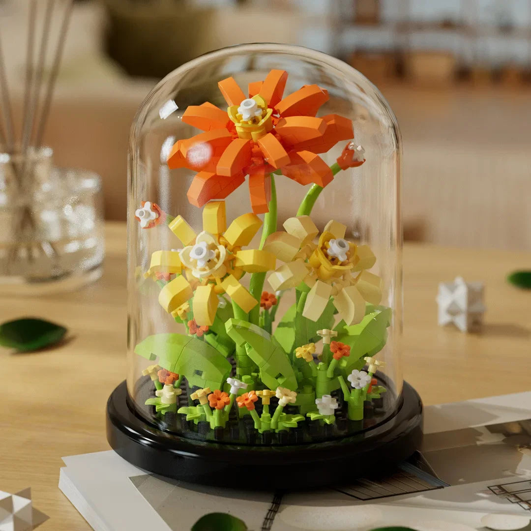Bausteine-Set Blume mit Glasglocke