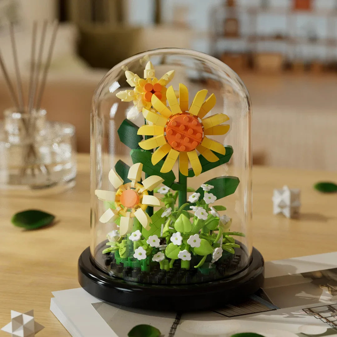 Bausteine-Set Blume mit Glasglocke