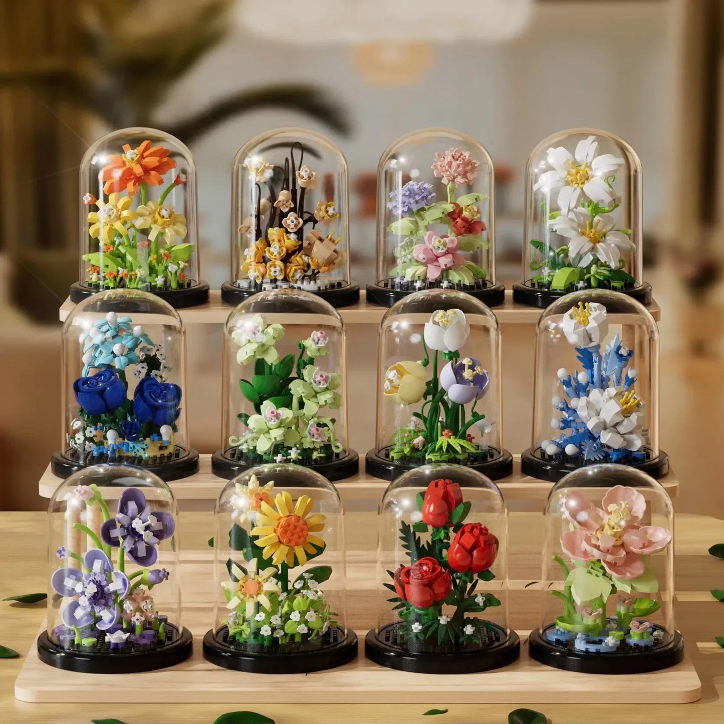 Bausteine-Set Blume mit Glasglocke