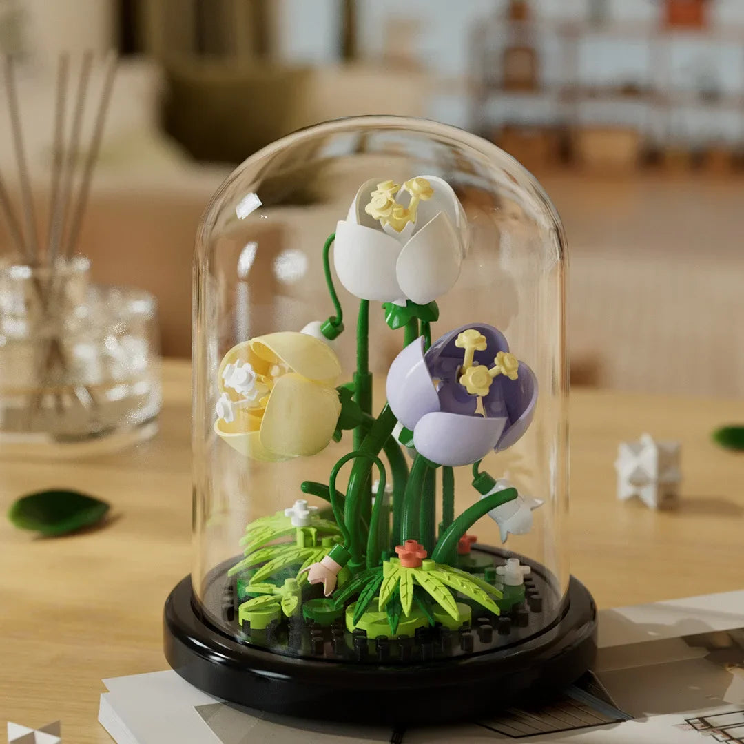 Bausteine-Set Blume mit Glasglocke