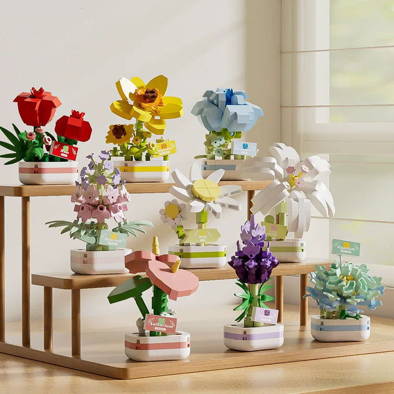 Bausteine-Set Blumen mit Topf