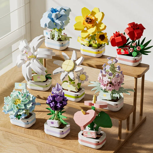 Bausteine-Set Blumen mit Topf
