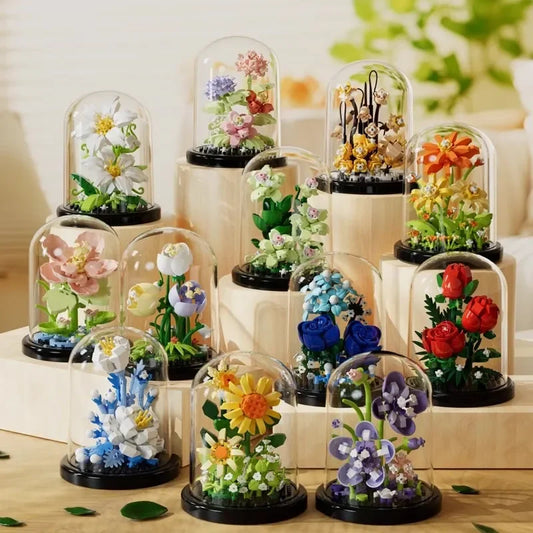Bausteine-Set Blume mit Glasglocke